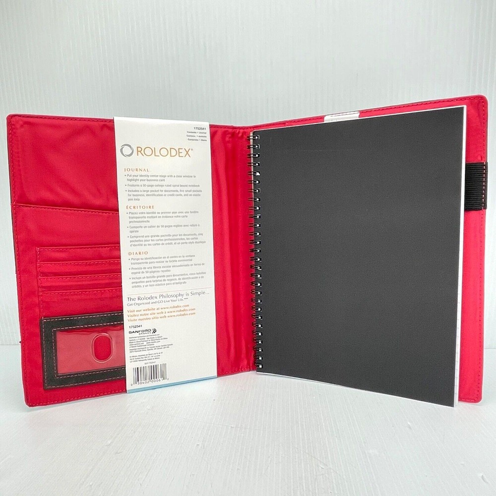 Rolodex 1752541 Identity Raspberry Fabric Interior Professional Journal!