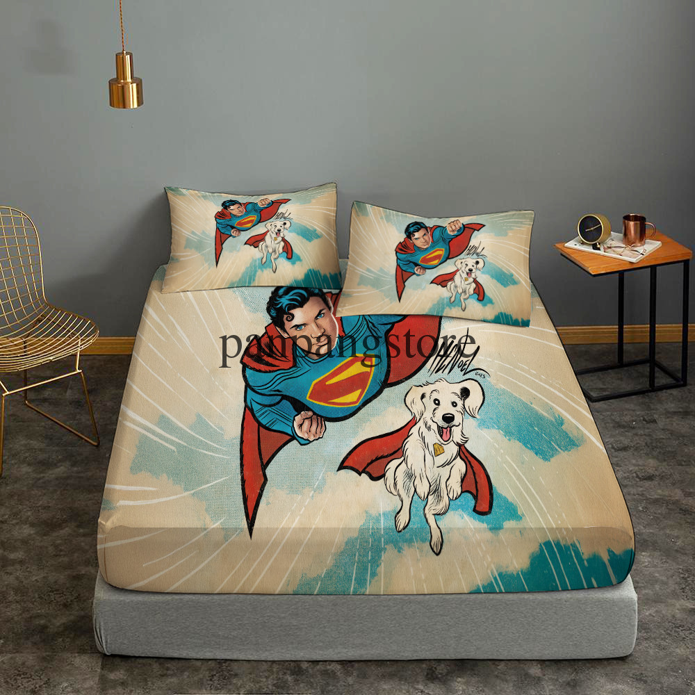 superman Fitted Sheet Set Deep Pocket Bed Sheets&Pillowcase 3PCS Bedding Sets