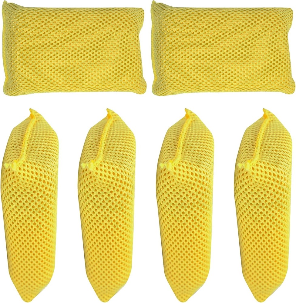 6-Pack, Bug Scrubber Sponge, Yellow, Large Microfiber