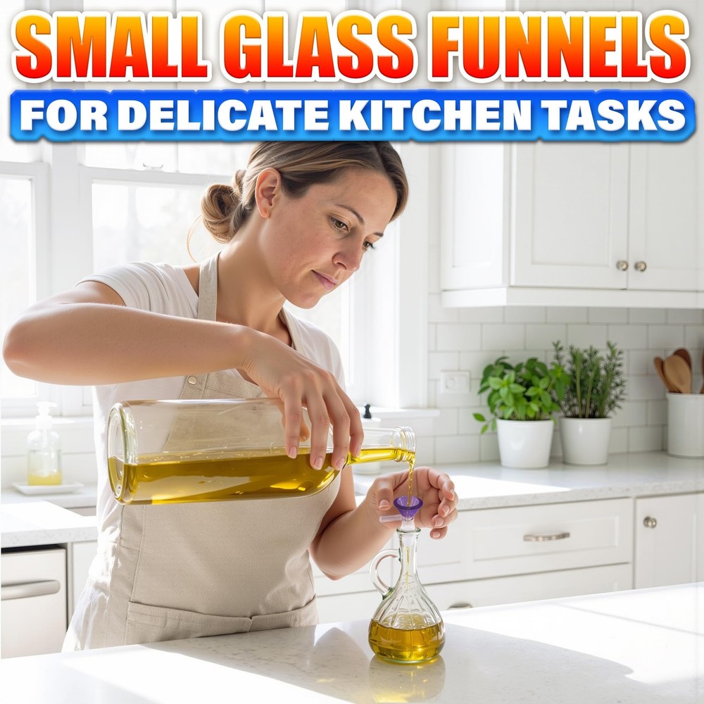 12-Pack 14mm Glass Funnel with Handle – Ergonomic Handle for Kitchen & DIY Us...