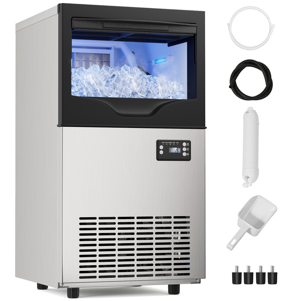 Commercial Ice Maker Machine | 100LBS/24H Output, 3 Adjustable Thickness & 33LBS