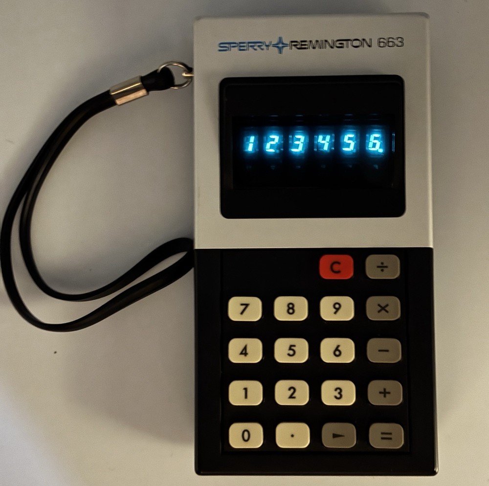 Vintage Sperry Remington 663 Handheld Calculator + Case Tested & Working