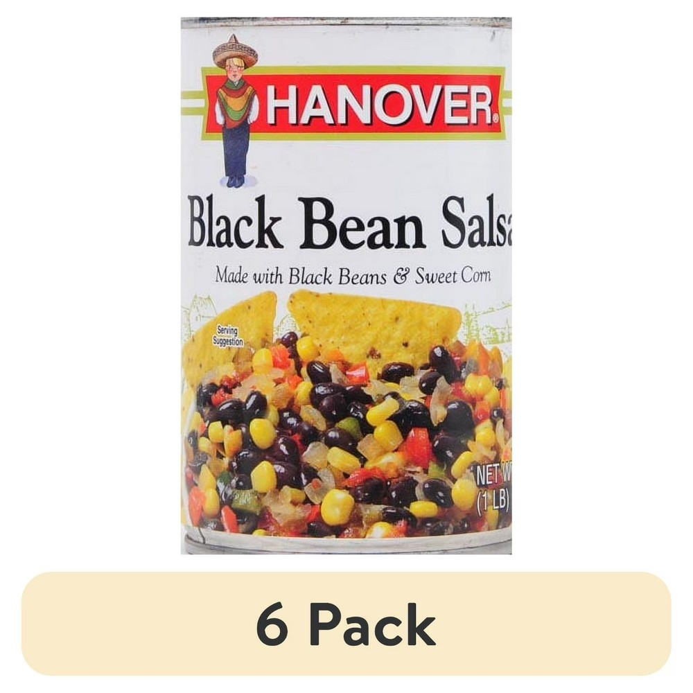 (6 pack) Hanover Black Bean Salsa, 16 oz Can..