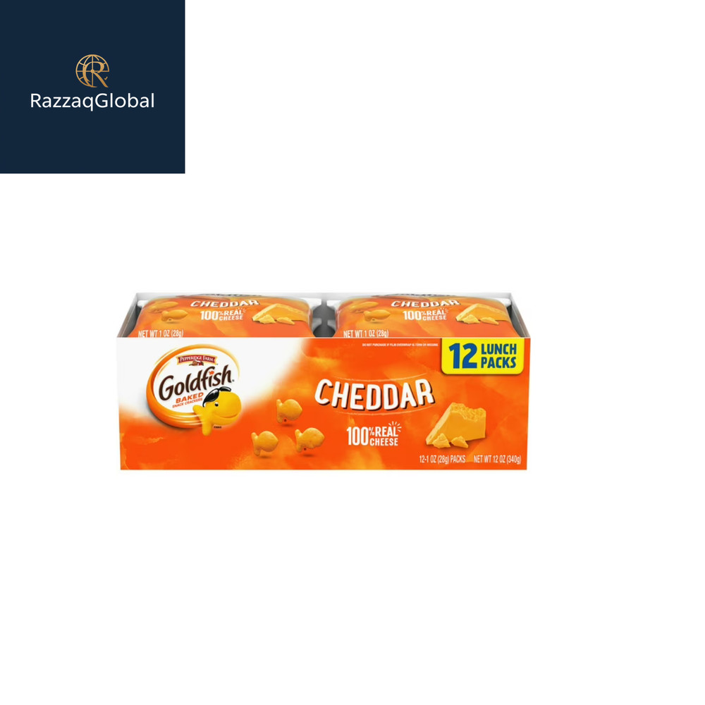 Goldfish Cheddar Cheese Crackers, Snack Packs, 1 oz, 12 Count Multi-Pack Tray
