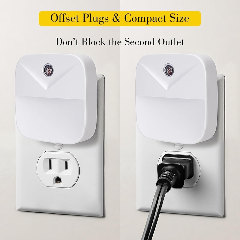 6 Pack LED Red Night Lights Plug Into Wall Dusk To Dawn Sensor Automatic Plastic