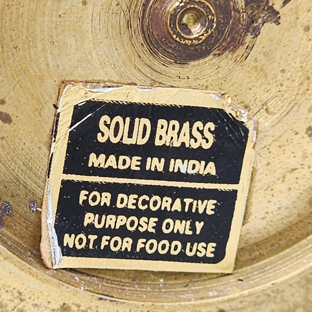 Vintage Solid Brass Pitcher 4.5" Tall Small Handled Made in India Decor Only