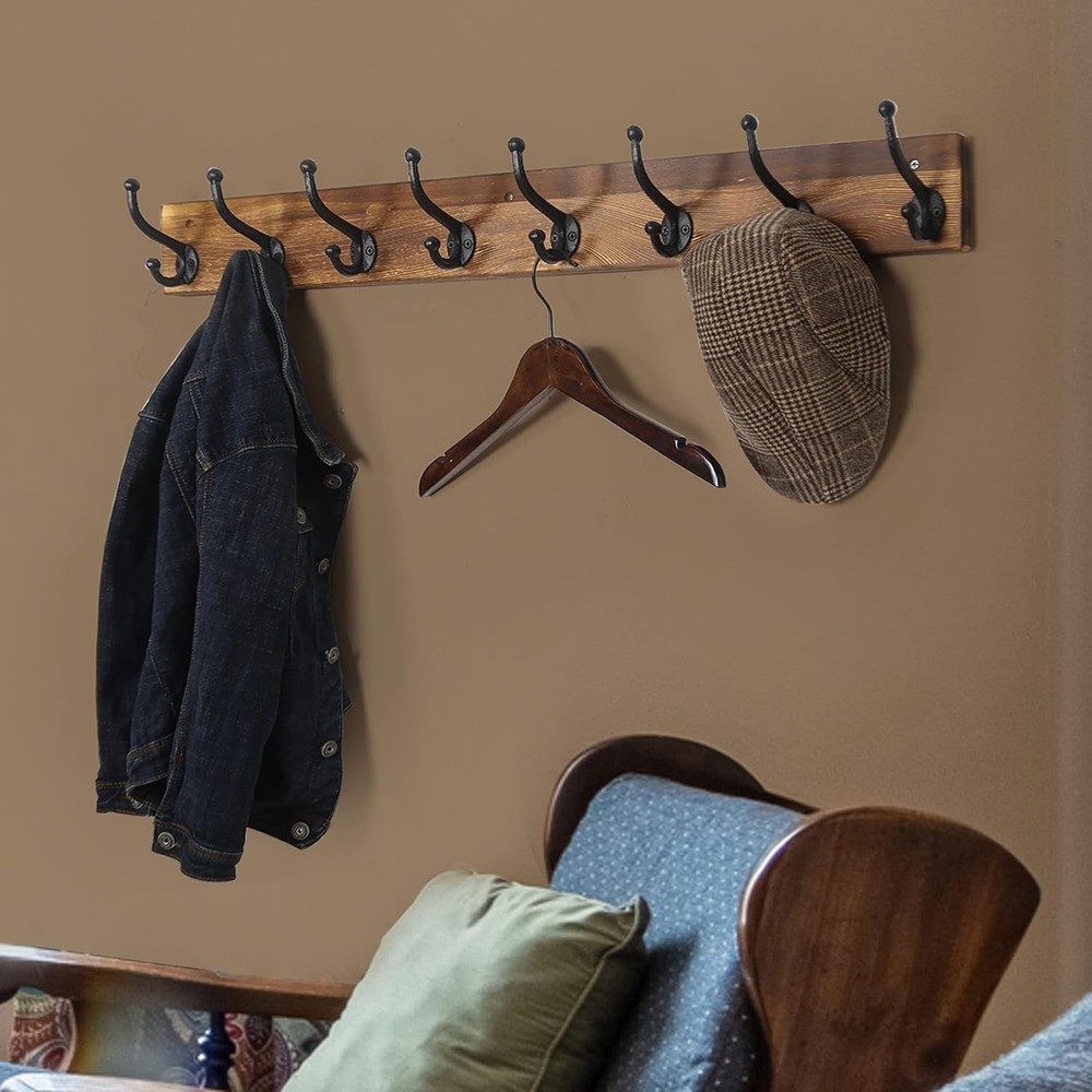 Rustic style coat rack wall mount, length 35.43 inches,