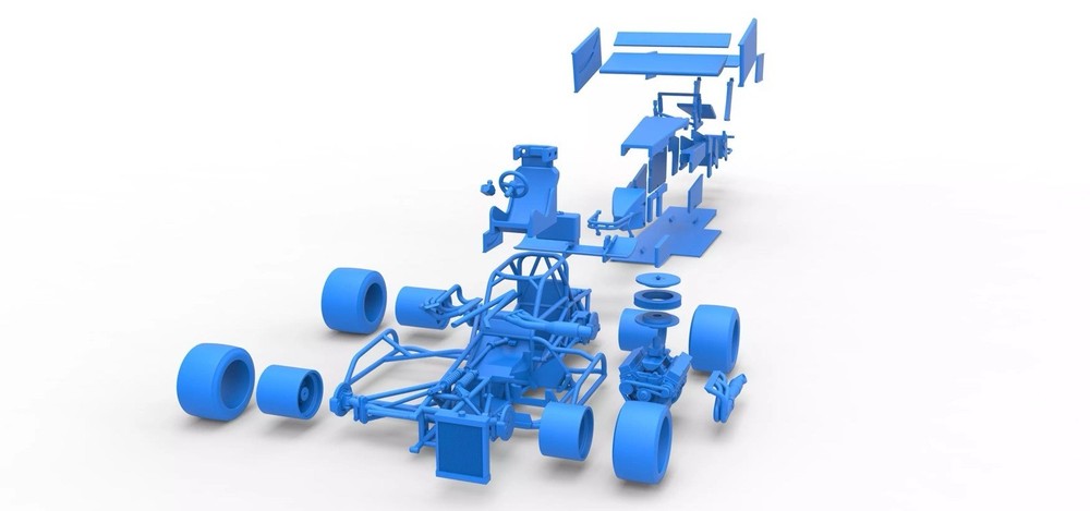 3D Printed Super Modified Front Engine Winged Race Car In 1/25 Scale