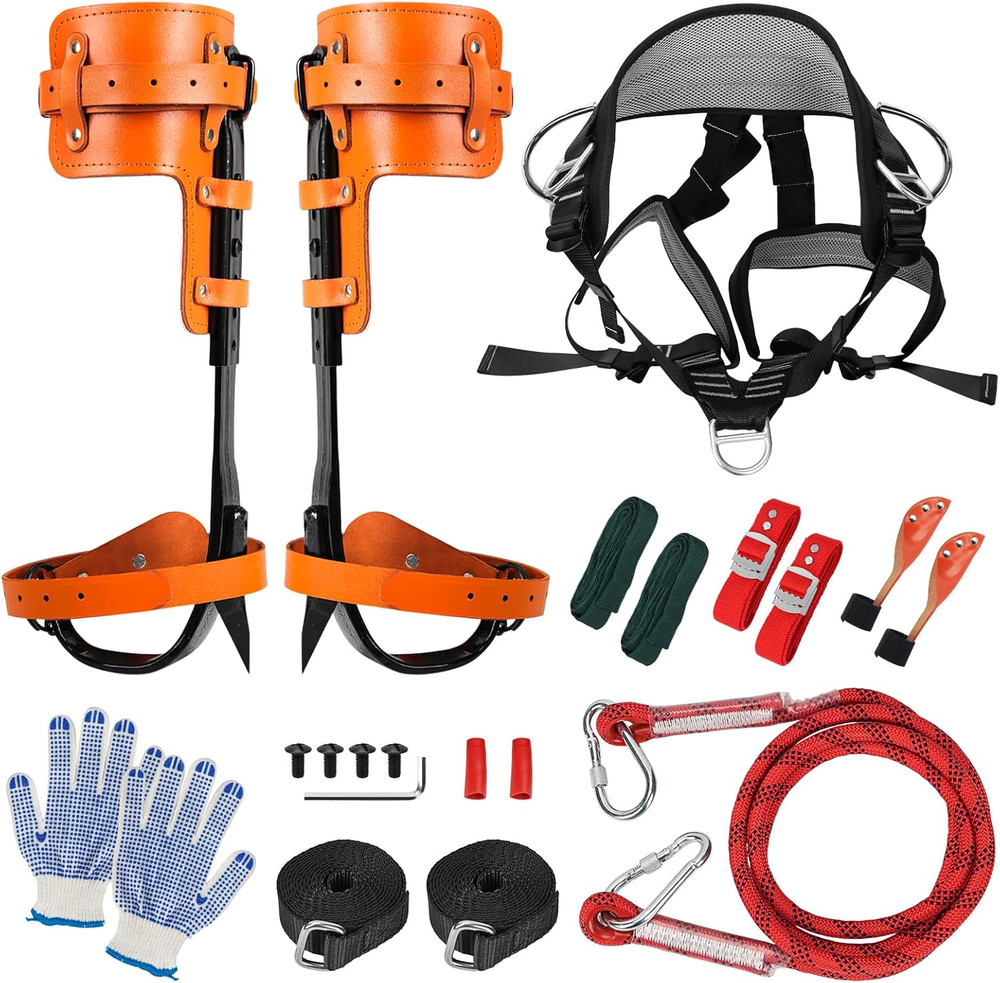 Tree Climbing Spikes Set, Tree Climbing Gear with Adjustable, 350Lbs Load Capaci