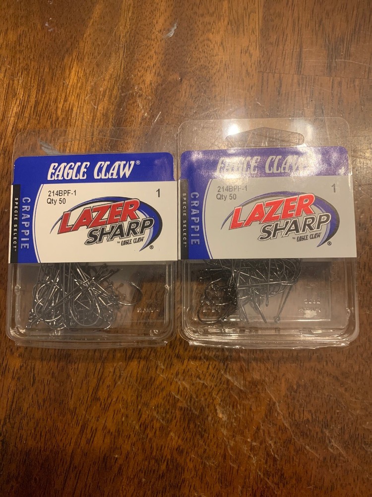 2 Packs Eagle Claw Lazer Sharp Crappie Hooks 214BPF-1
