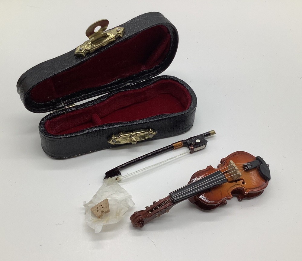 Vintage Miniature Violin Bow & Case Wooden