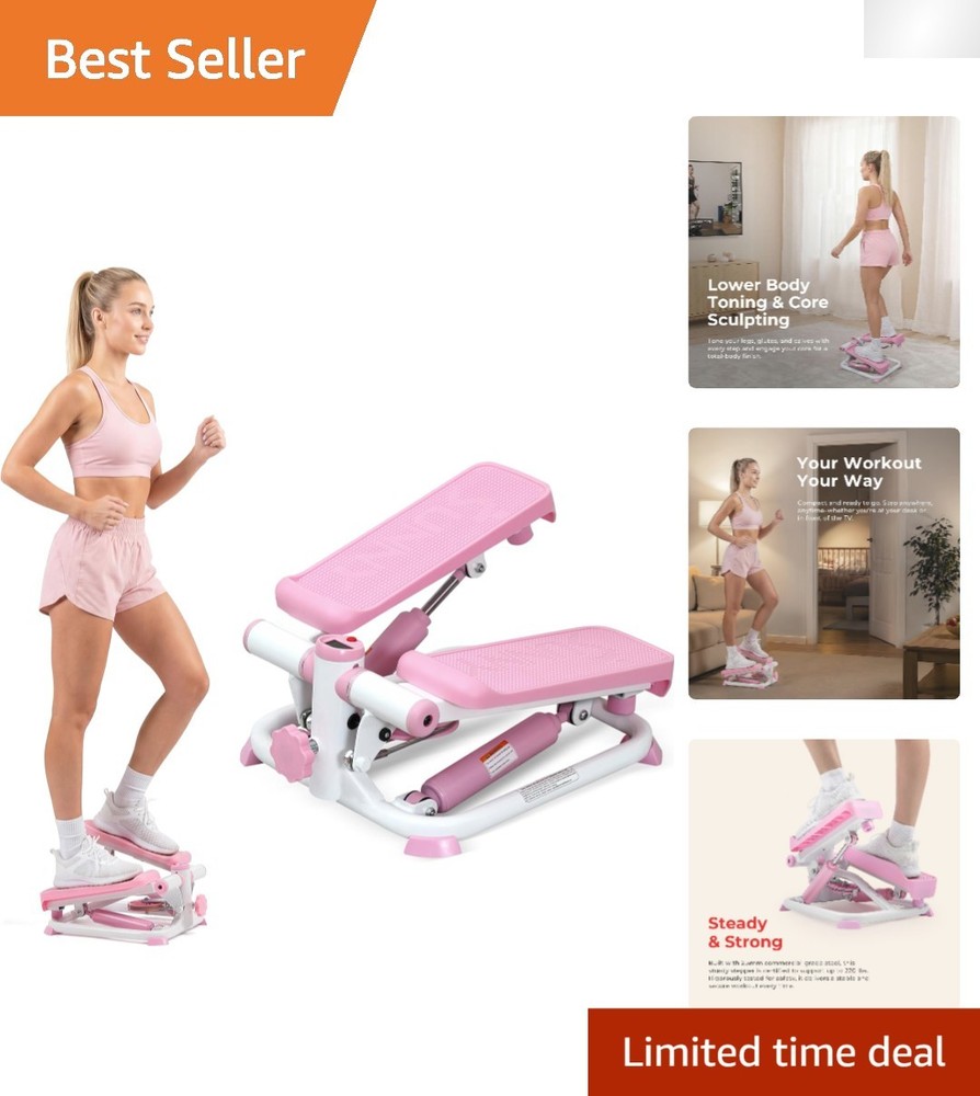Pink Mini Step Workout Machine - Compact Cardio Equipment for Easy Home Use