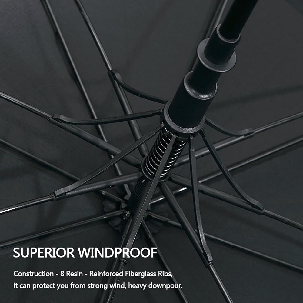 47-72 Inch Automatic Open Golf Umbrella, Oversize Double Canopy, Vented, Windpro