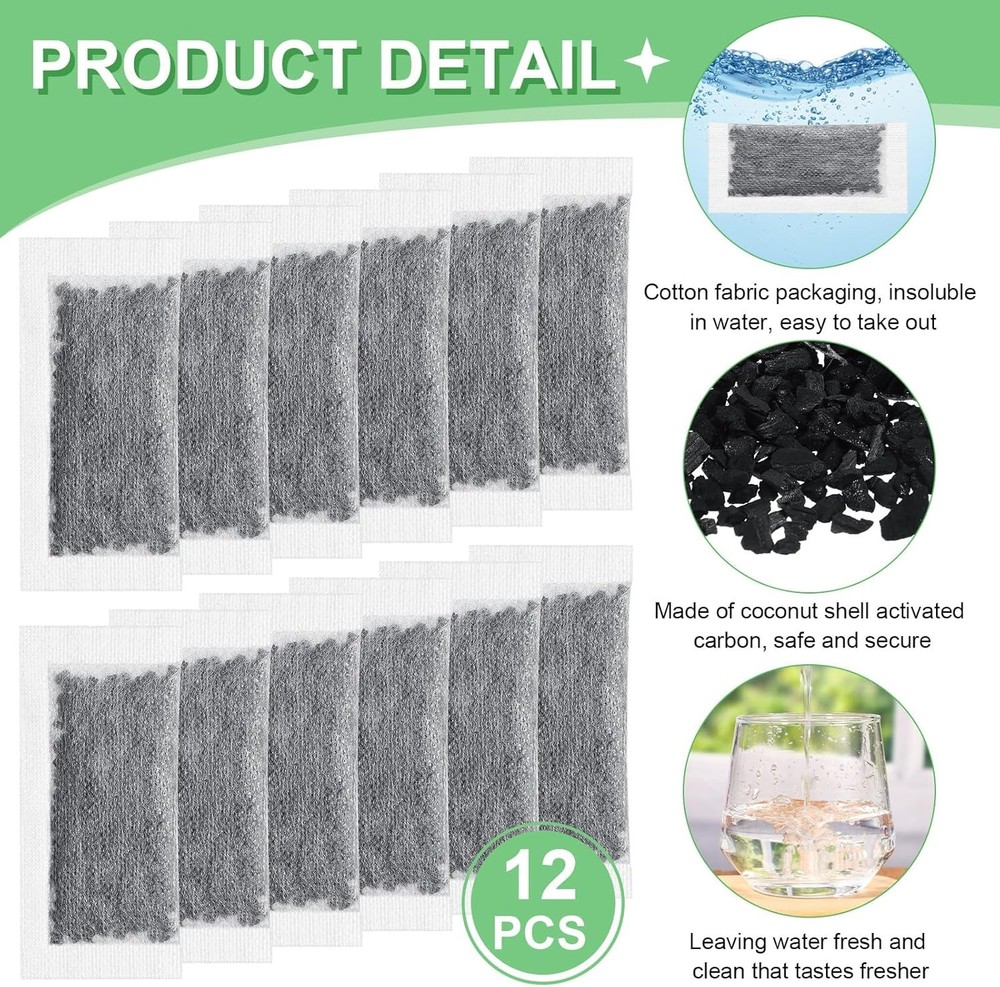 12 Pcs Activated Charcoal Water Filter Coconut Shell Distiller