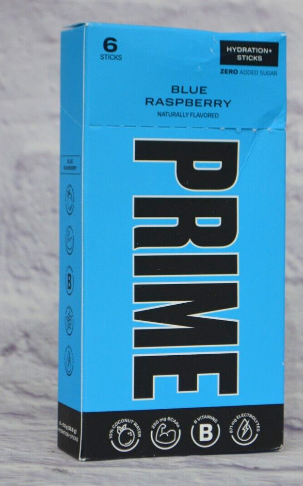 2 Boxes of PRIME BLUE RASPBERRY HYDRATION STICKS B VITAMINS No Sugar! 12 Sticks!