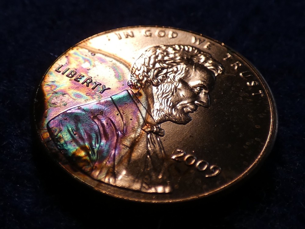 2009-P Lincoln Bicentennial Formative Years Rainbow Toned Cent #1998