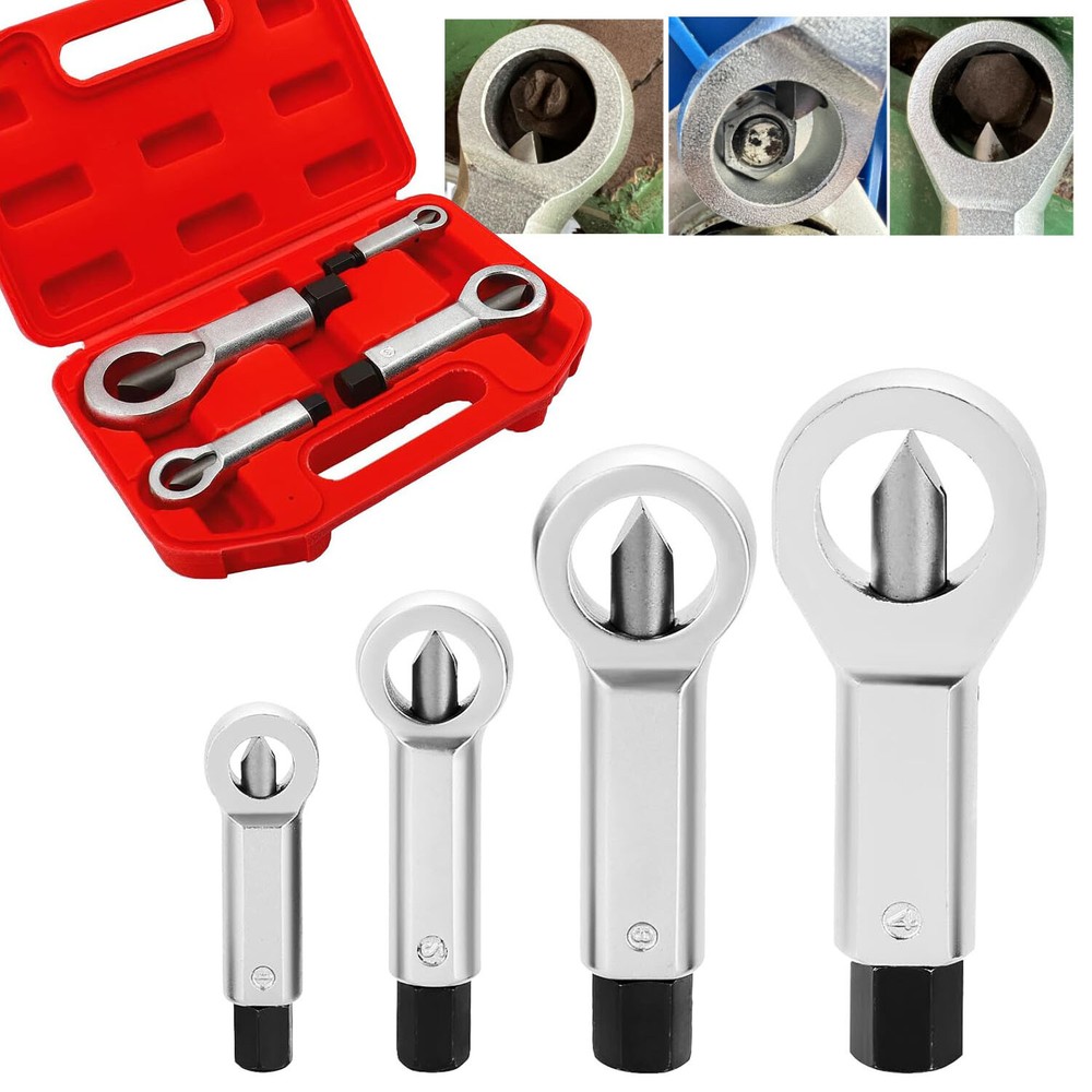 4PCS Nut Splitter Breaker 9-27mm Nut Remover Extractor Adjustable Cracker Tools