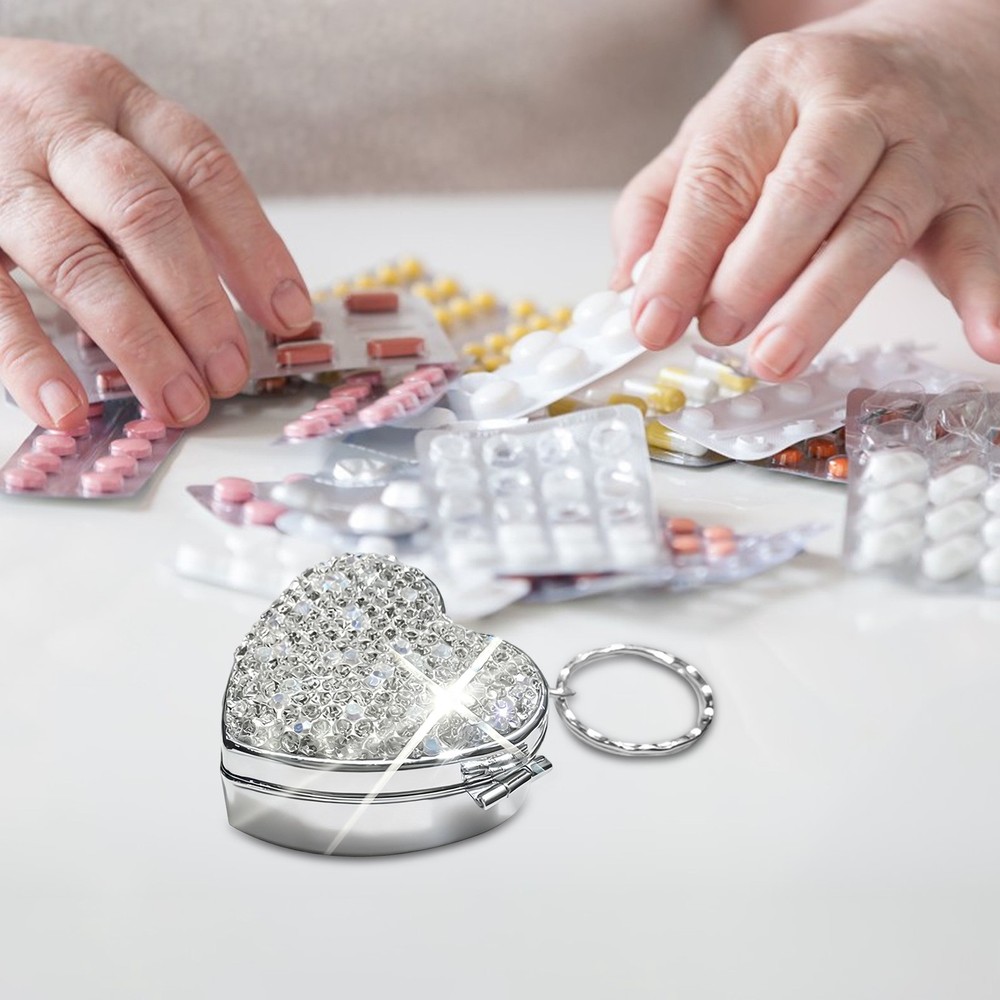 Small Heart Shaped Pill Organizer Portable Medication Container Mini diplomatic