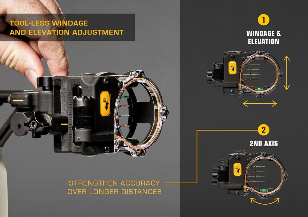 Trophy Ridge React H4 Bow Sight - 4 Pin Sight, Tool Less Windage and Elevation A