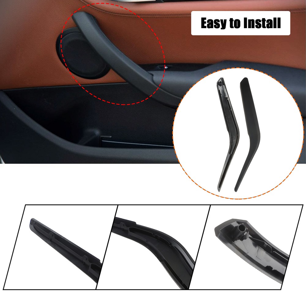 4x Black Interior Door Inner Panel Handle Pull Trim Cover for BMW X1 2009-15