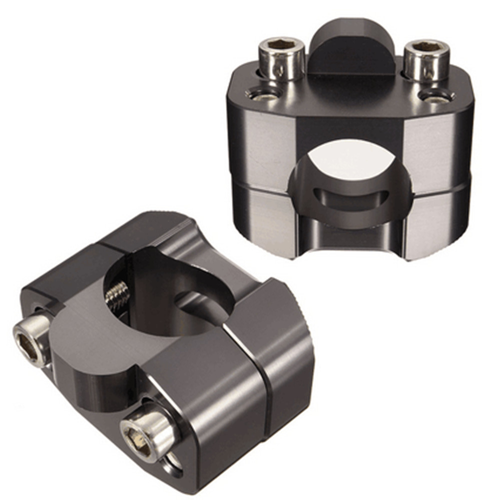 CNC Aluminum Handlebar Risers 22-28mm Universal Titanium color 2pc