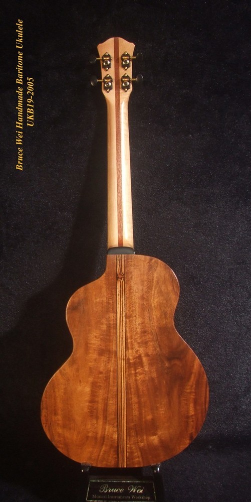 Handcrafted 4 String Baritone Ukulele, Solid Mango & Acacia, Flower UKB19-2005