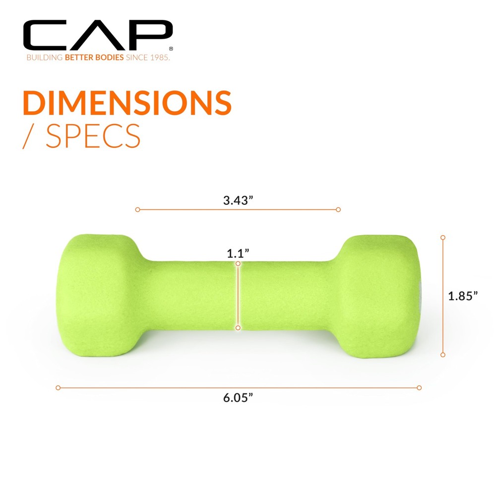 CAP Neoprene Dumbbell Weights, 2 lb Pair, Chartreuse