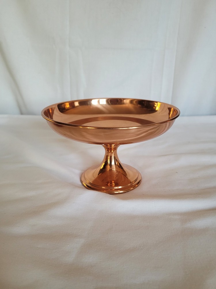 Coppercraft guild compote 4 1/4" tall, 7" diameter