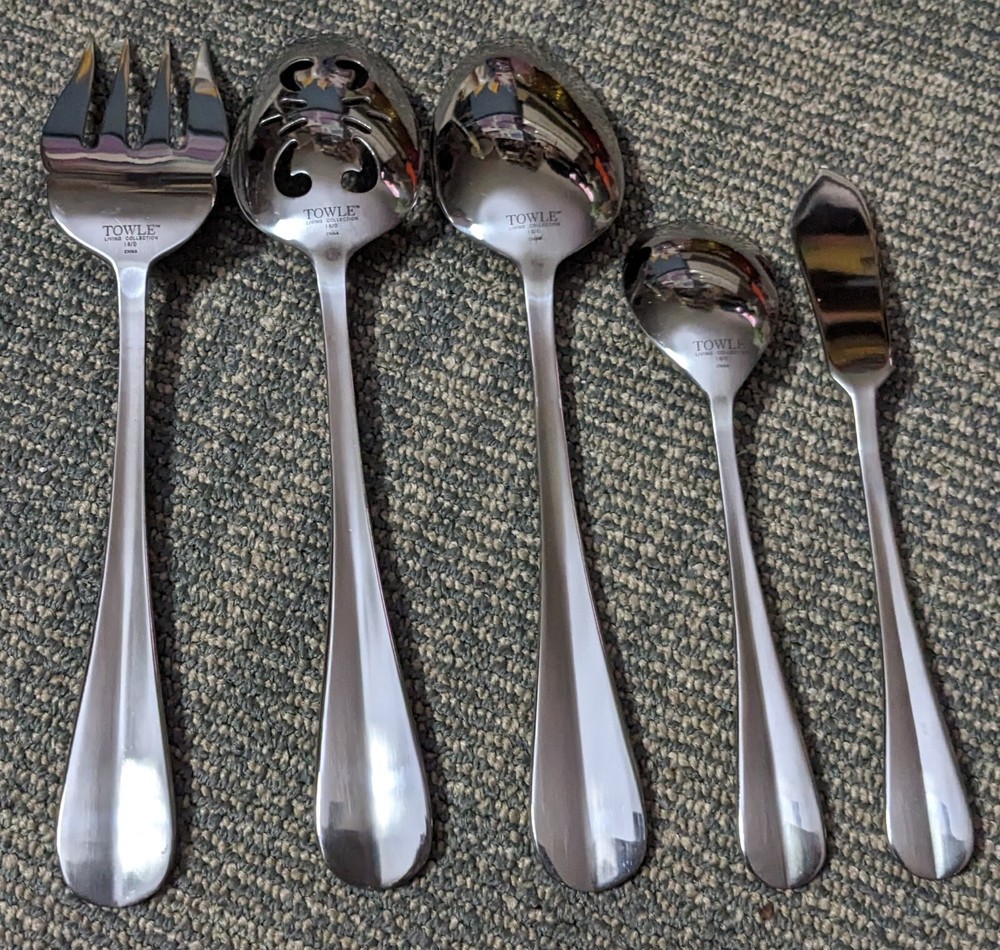 TOWLE Hostess Serving Set Flatware Cutlery 5pc Superior Stainless Blaine?