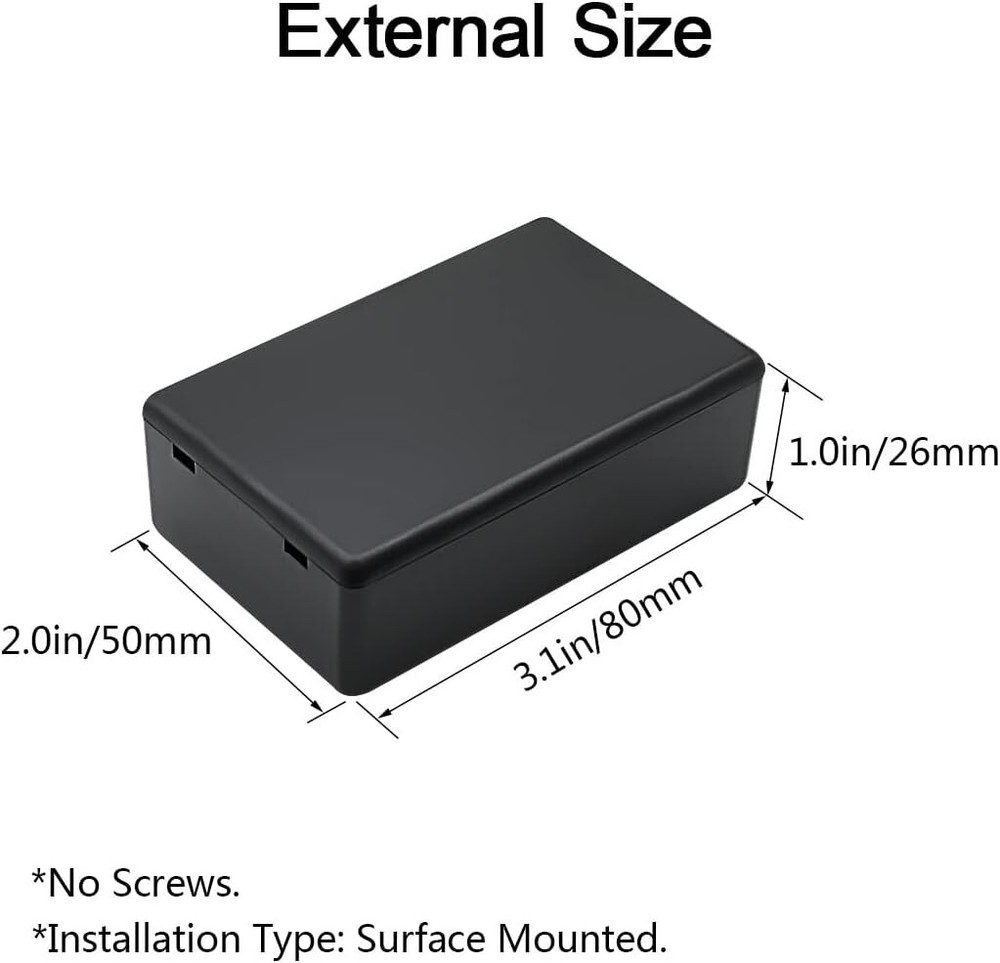 5 Pieces Plastic Project Boxes Junction Case for Electronic Project, Black 3.1 X