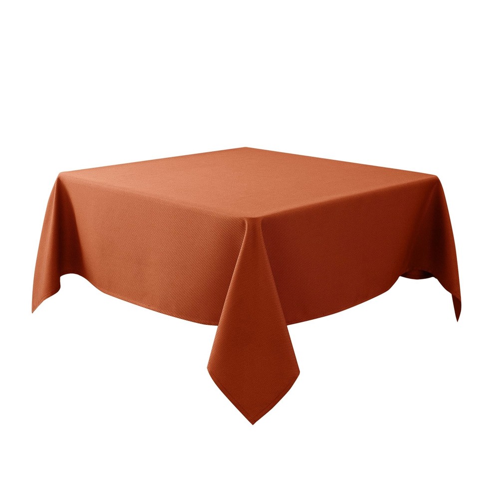 Fall Tablecloth Textured Fabric Square Tablecloths 90x90 Inch, Rust Thanksgiv...