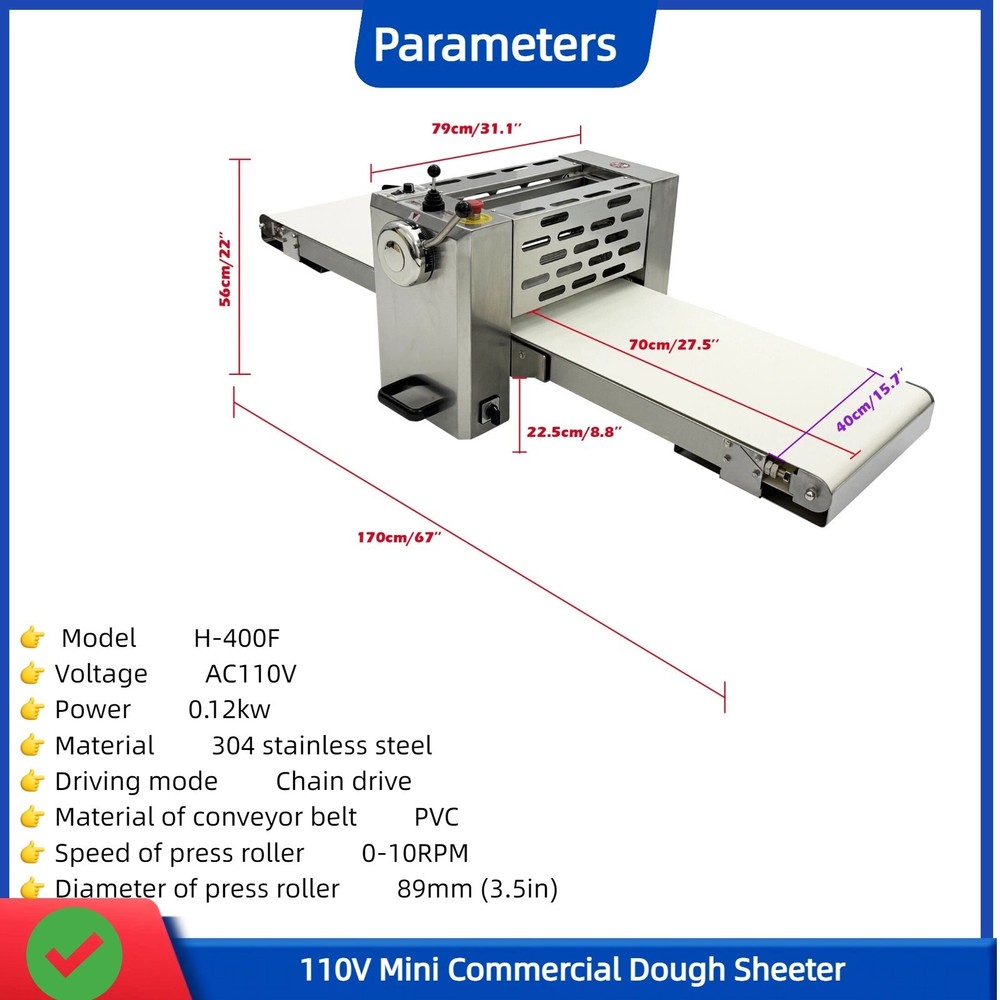 110V Commercial Dough Sheeter Desktop Electric Foldable Dough Pressing Roller