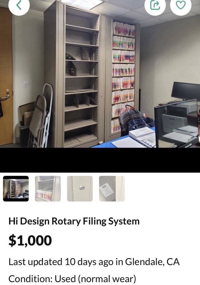 File Cabinet , Lock with Key. Has Eight Shelves Rotate 2 sided.