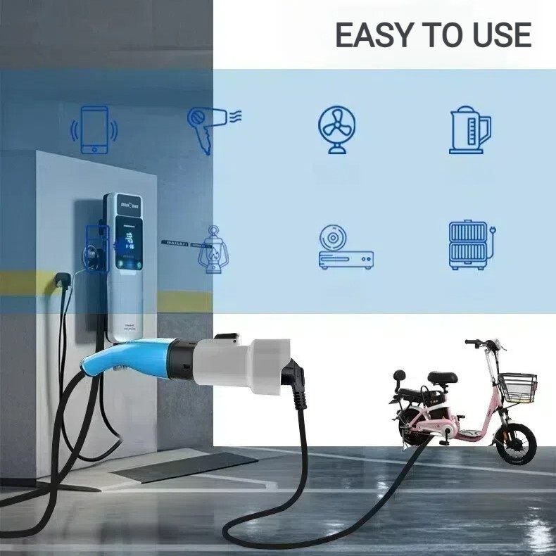 Type 2 Male Plug to Schuko Socket EV Charging Adapter, EV Connector 16A, 220V
