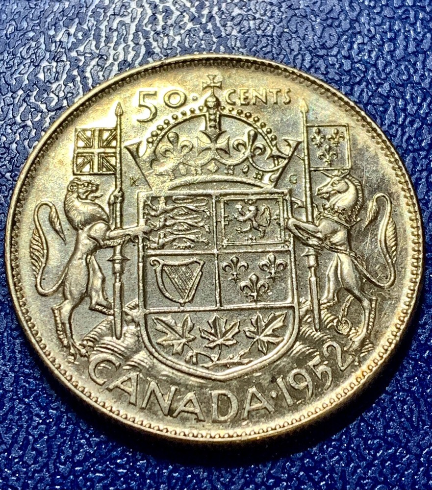 1952 Canada Silver Half Dollar, Choice UNC, WD/Double HP!