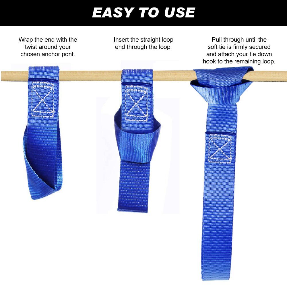 6 PCS Soft Loop Tie Down Straps Lashing Heavy Duty Motorcycle Handlebar 4500LBS