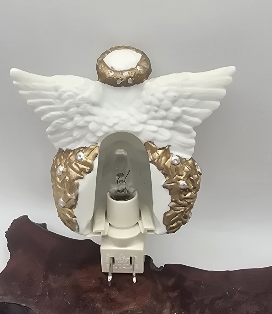 Angel Nightlight With Candle Porcelain Bisque Light