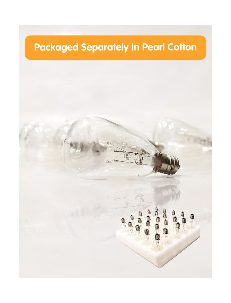 25-Pack ST35 Light Bulbs Replacement Edison Clear Bulbs -5 Watts C7/E12 Screw...
