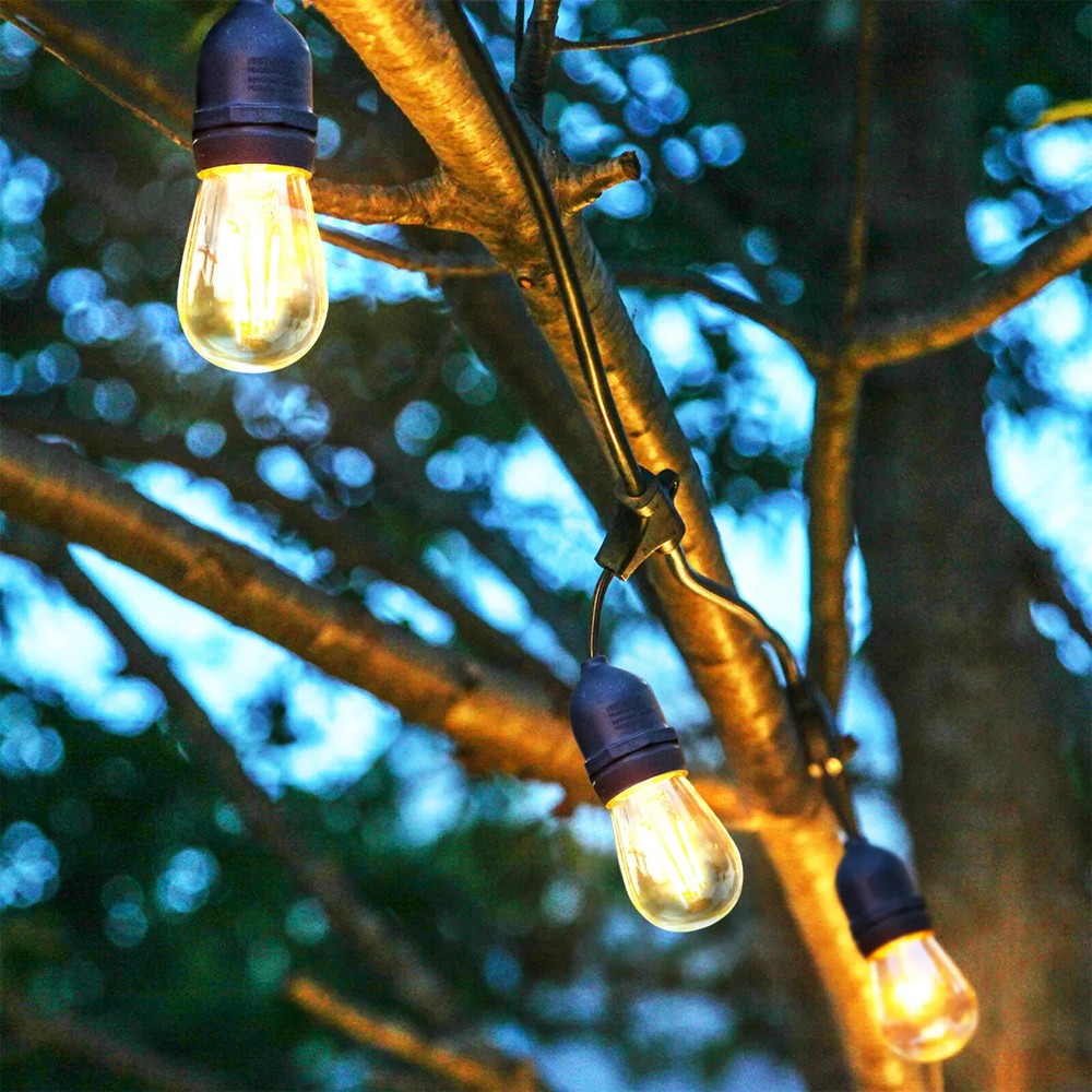 Brightech Ambience Pro Edison Black LED Waterproof Outdoor String Lights, 48 Ft.
