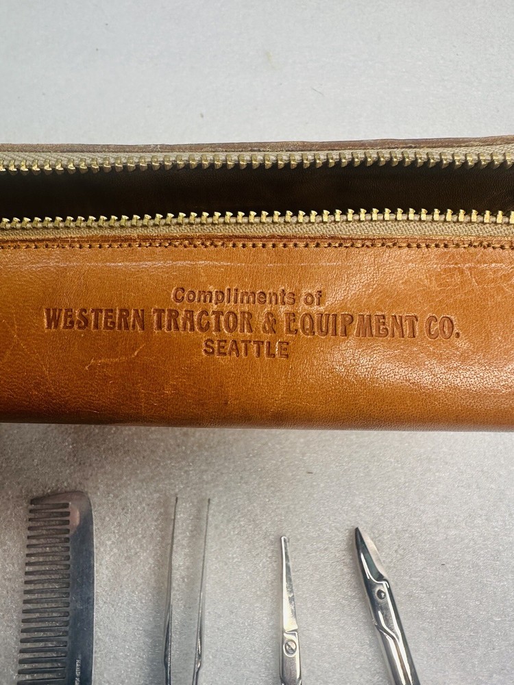 old WESTERN TRACTOR & EQUIPMENT CO Seattle - tooled Leather First Aid ‘Zip’ Kit