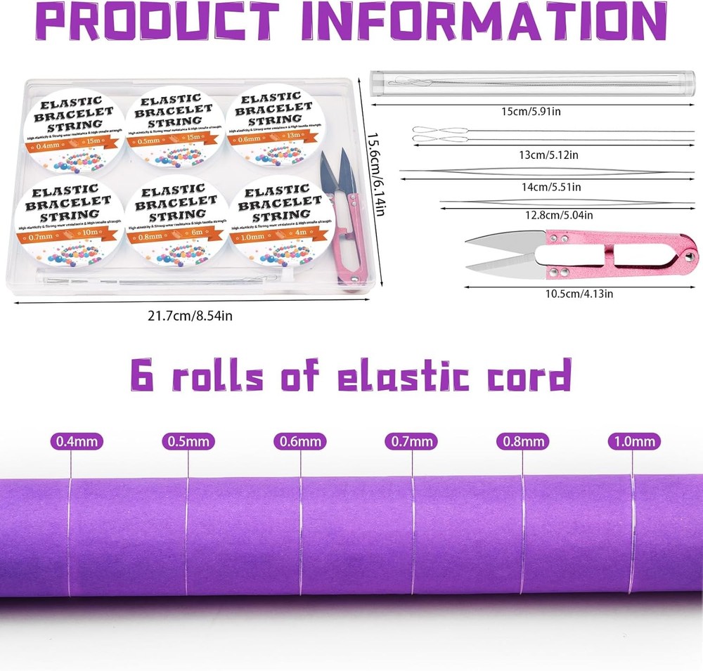 6 Sizes Stretchy Bracelet String Elastic String forBracelet Making JewelryMaking