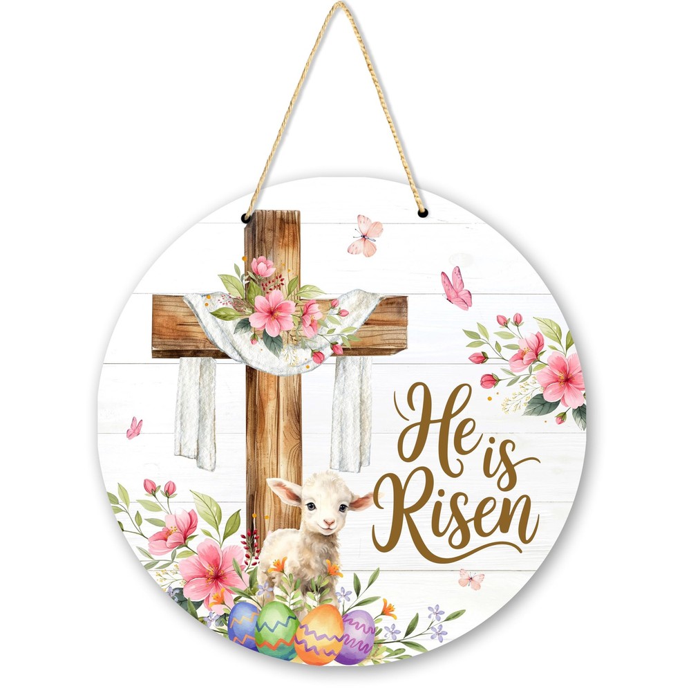 Kqfdr Easter Door Decorations for Home, He Is Risen Wreaths multicolor