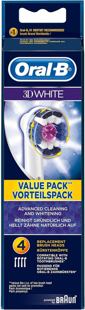 Oral-B Genuine 3D White Replacement Toothbrush Heads 4 count