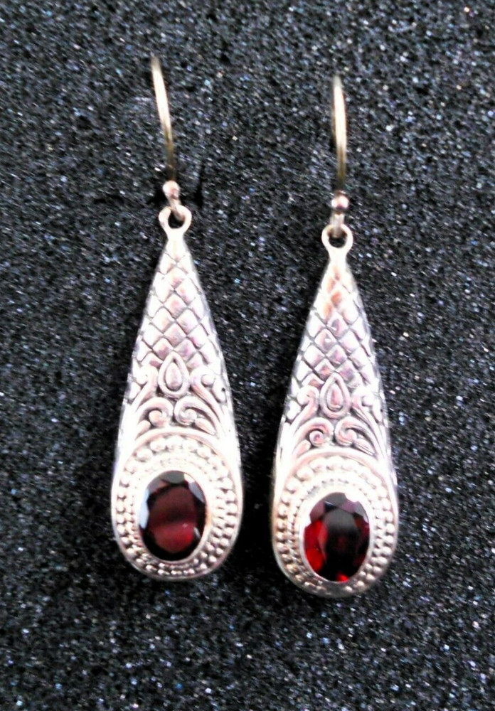 Handmade Sterling Silver Garnet Earrings