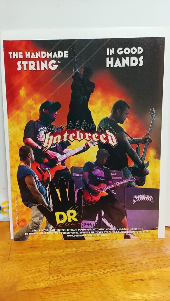 HATEBREED  DR GUITAR STRINGS ORIGINAL 2008  PRINT AD 11 X 8.5  s4