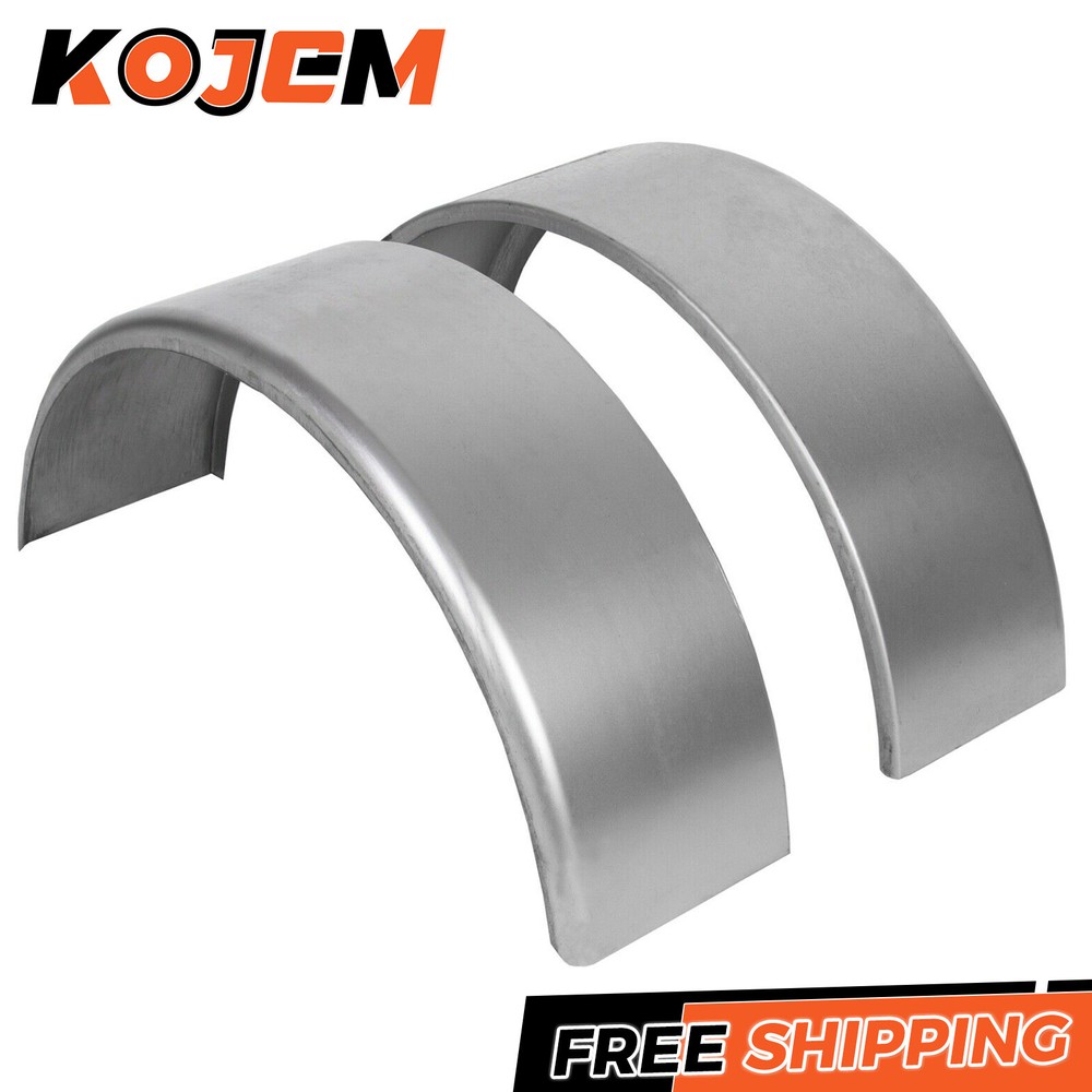 Pair of Steel Round Single Axle Trailer Fenders & Backs For 14" 15'' 16" Wheel