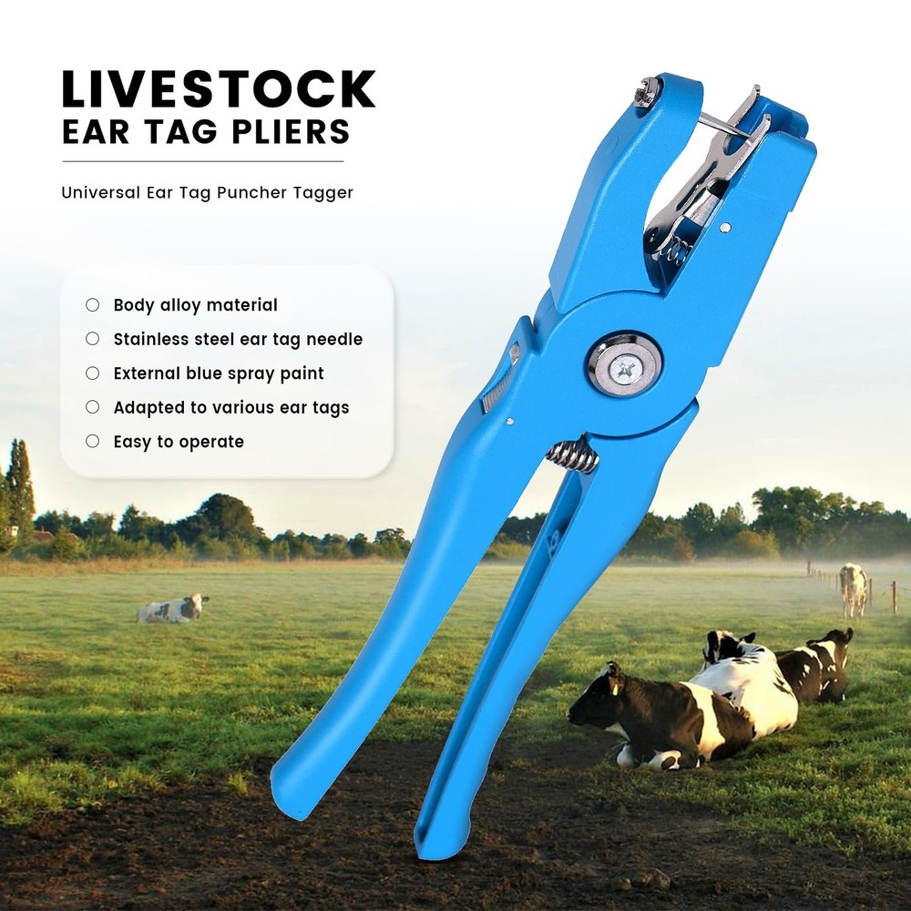 Cattle Ear Tag Applicator Cow Pliers Tagger Universal Blue