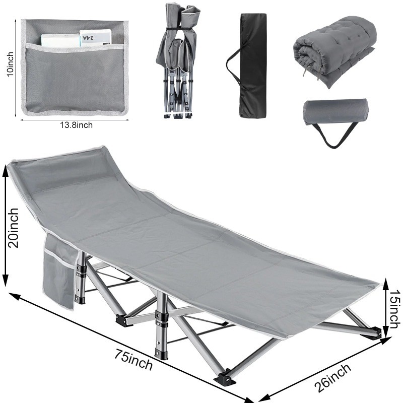 Folding Bed Cot with Pillow, 2 Sided Mattress Heavy Duty Folding Sleeping