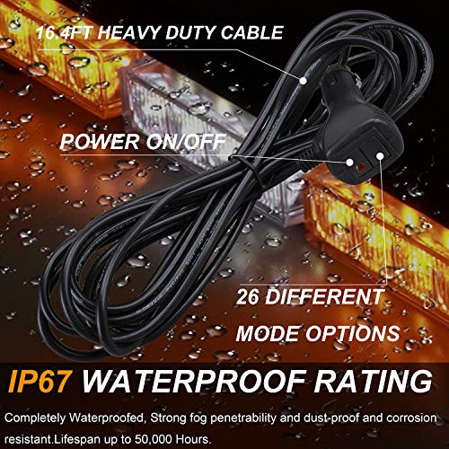 36" 32LED Traffic Advisor Light Bar Warning Emergency Strobe Light Amber/White