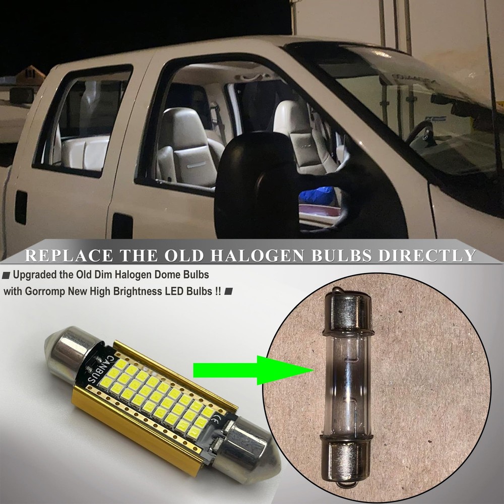 Gorromp White LED Dome Map Light Bulbs for Ford F150 Lighting